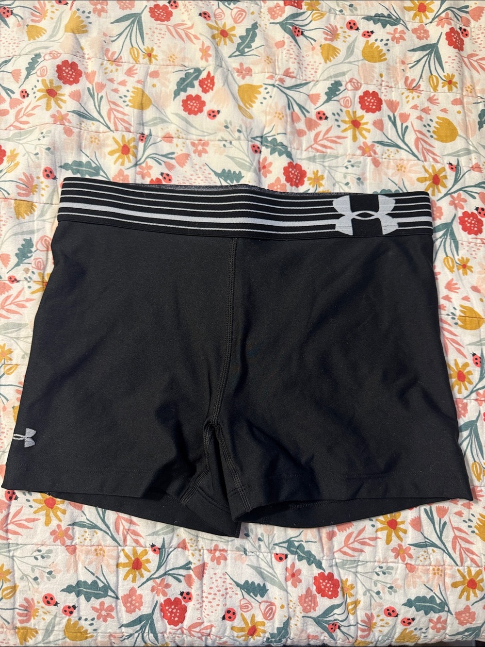 Under Armour Black Women's Athletic Bike Shorts with Striped Waistband